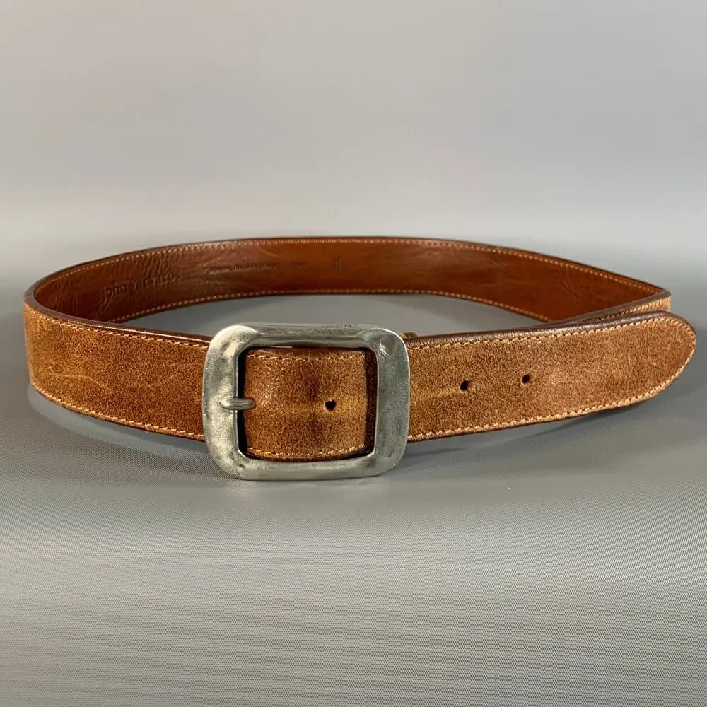 JOHN VARVATOS Size 32 Brown Distressed Leather Belt